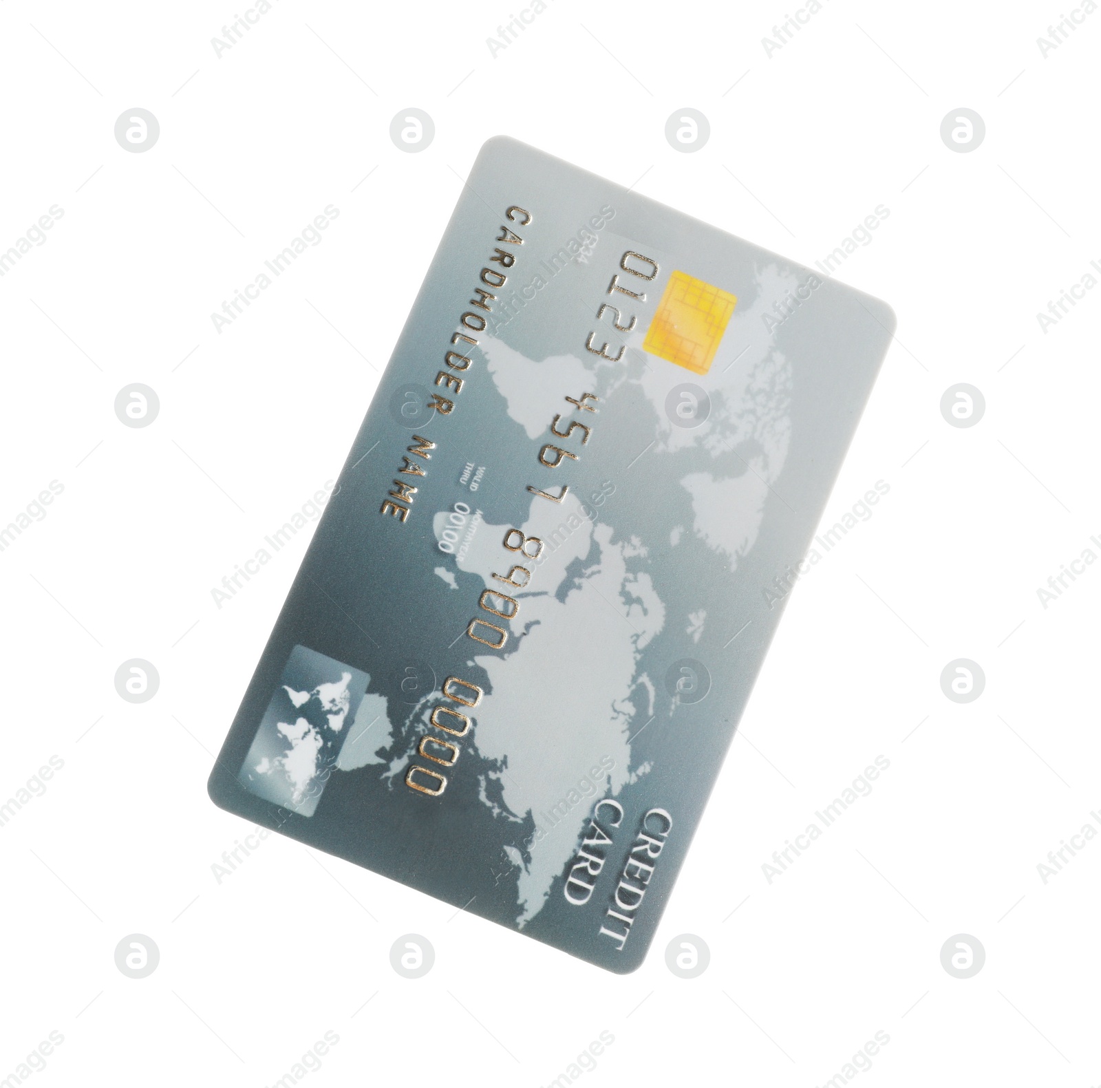 Photo of Grey plastic credit card isolated on white