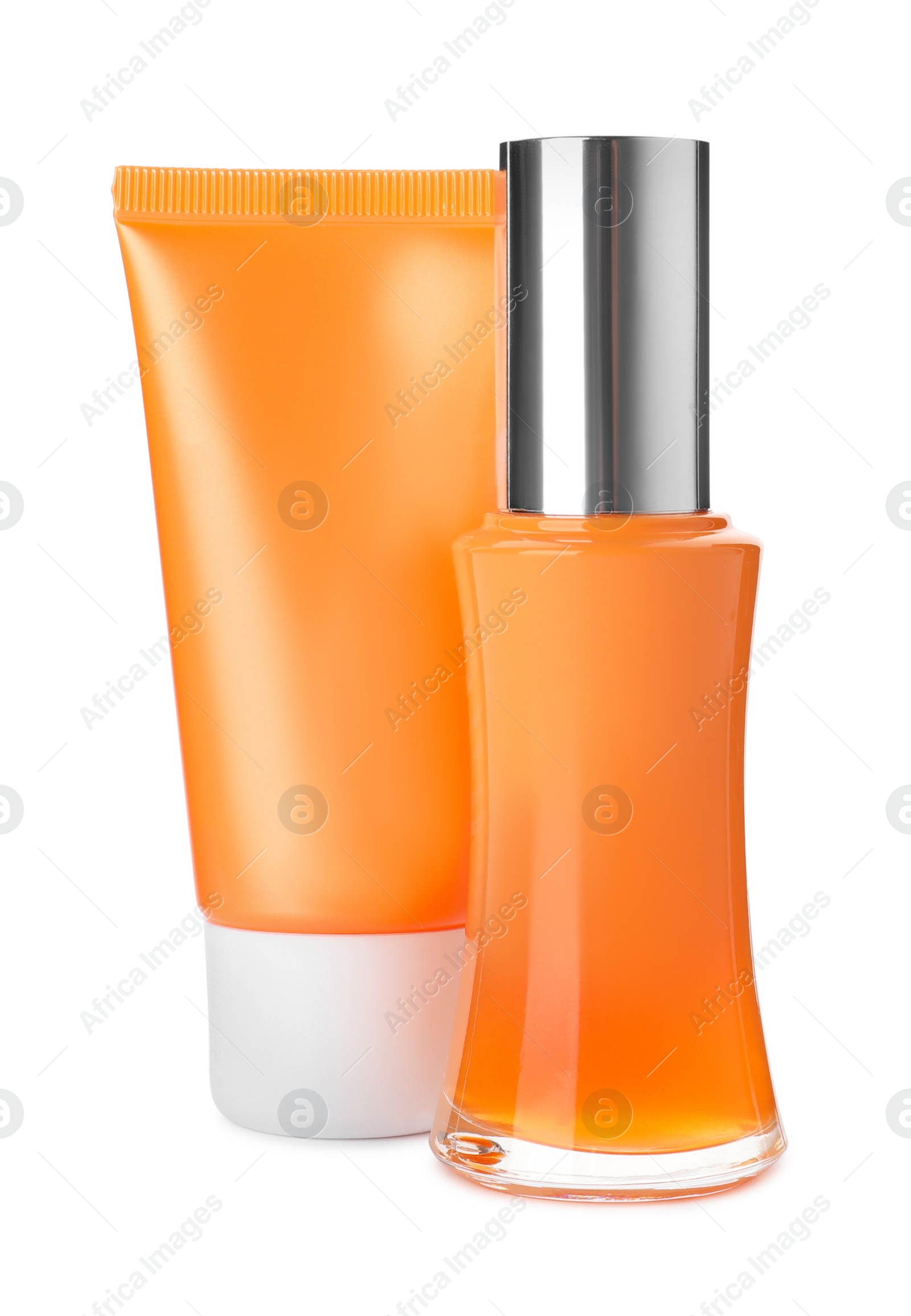 Photo of Set of luxury cosmetic products on white background