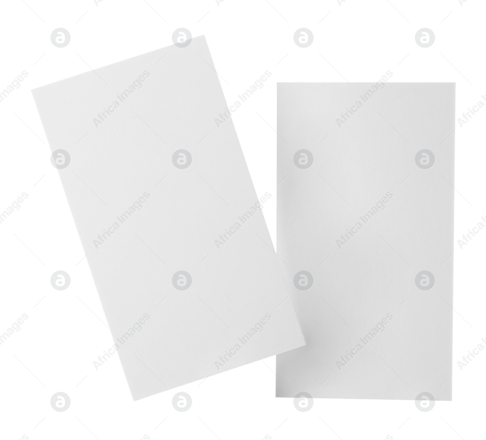 Photo of Blank business cards isolated on white. Mockup for design