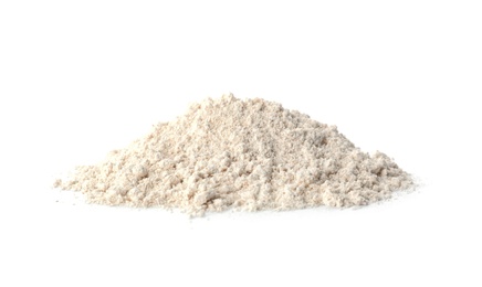 Pile of oat flour isolated on white