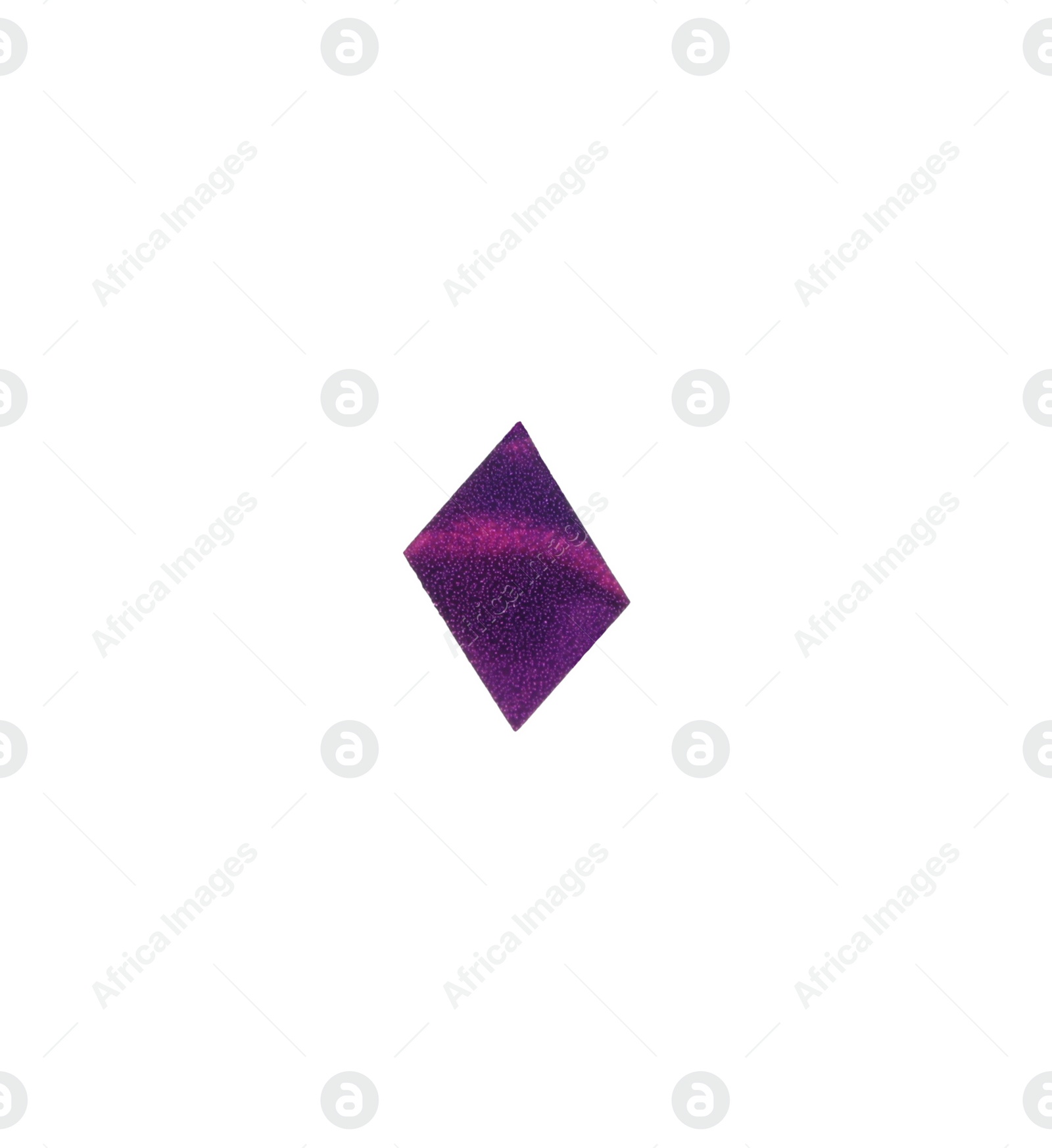 Photo of Piece of purple confetti isolated on white