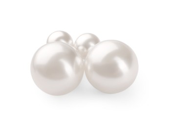 Elegant earrings with pearls isolated on white