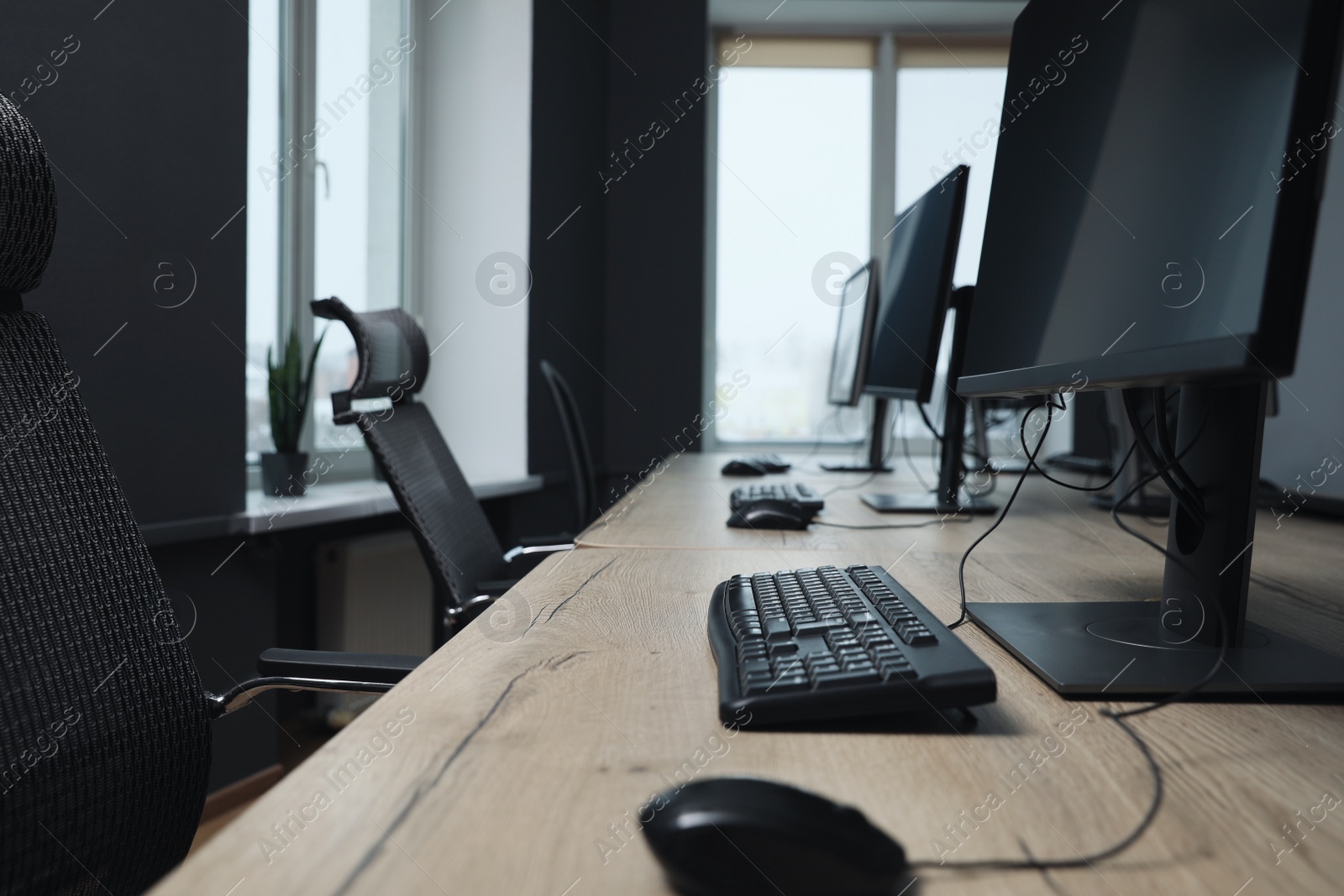 Photo of Many modern computers in open space office