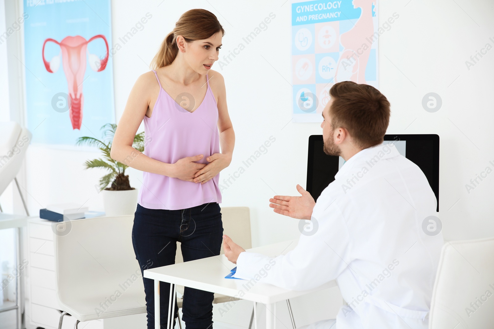 Photo of Gynecology consultation. Woman with her doctor in clinic