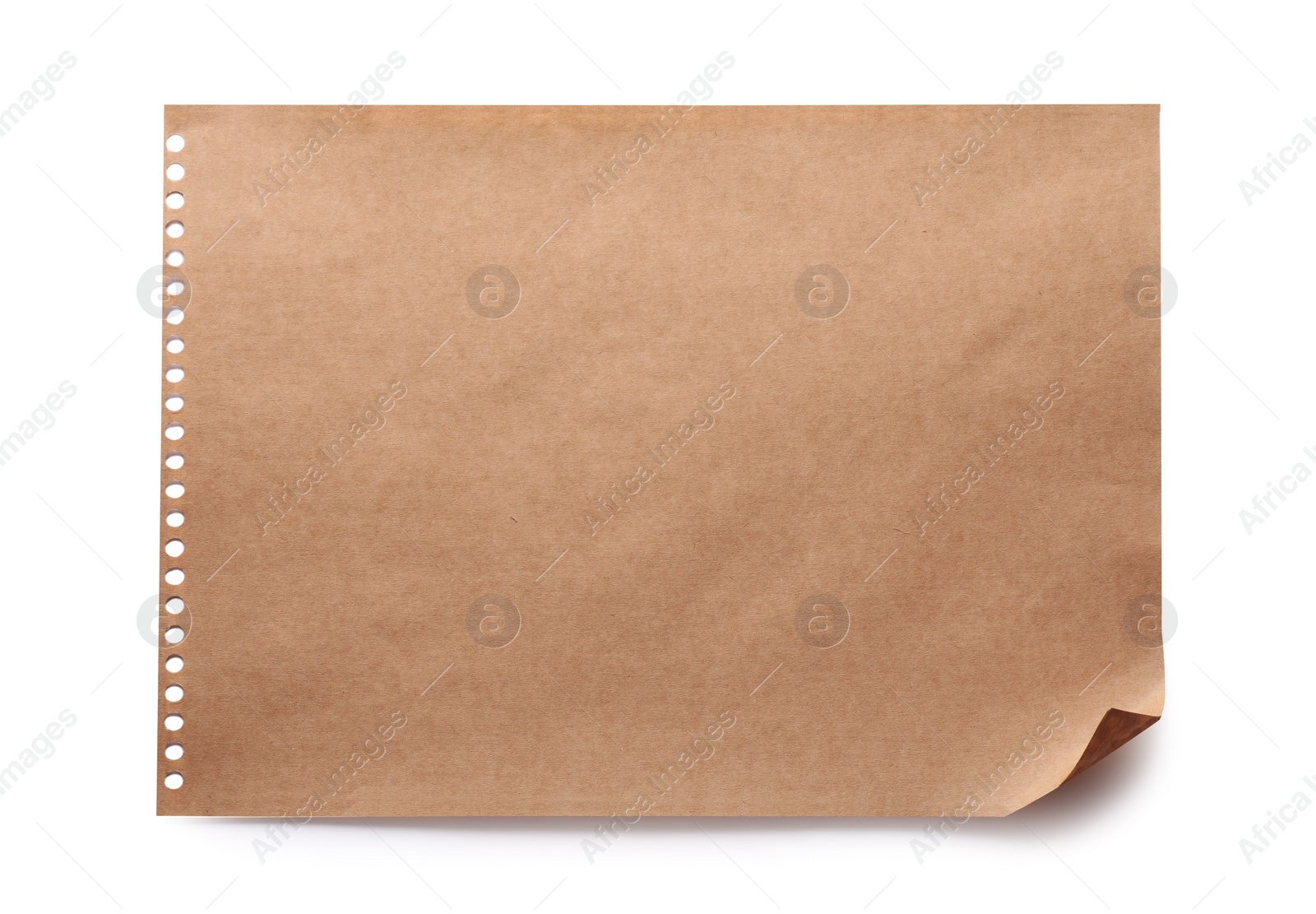 Photo of Sheet of kraft paper isolated on white, top view