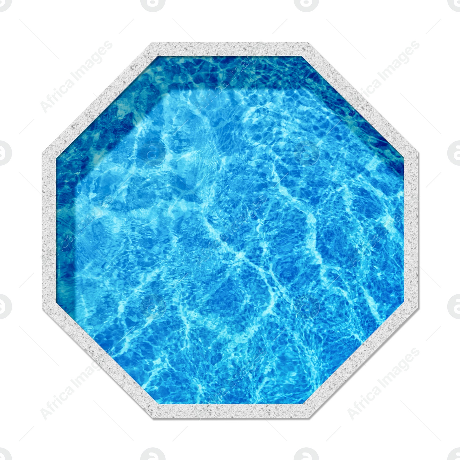 Image of Octagon shaped swimming pool on white background, top view