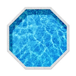 Octagon shaped swimming pool on white background, top view