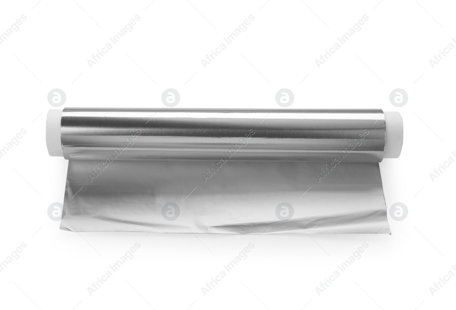 Photo of One roll of aluminum foil isolated on white