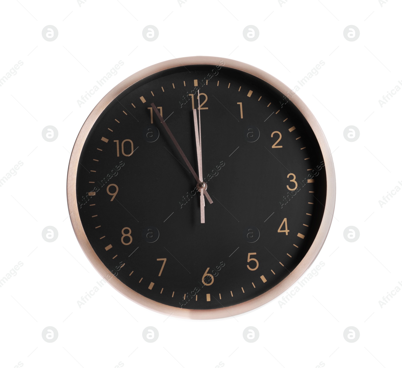 Photo of Stylish analog clock isolated on white. New Year countdown