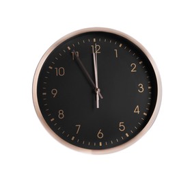 Photo of Stylish analog clock isolated on white. New Year countdown