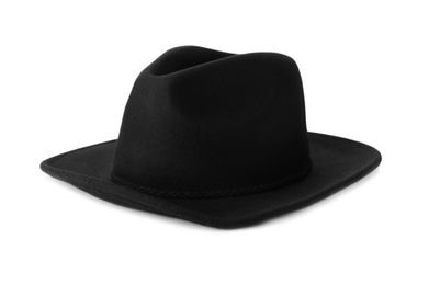Black hat isolated on white. Stylish accessory