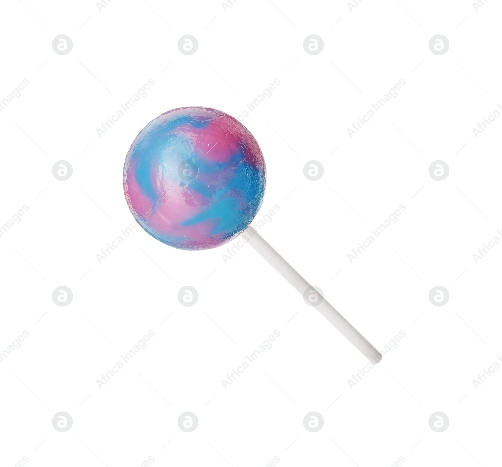 Photo of Tasty colorful lollipop isolated on white. Confectionery product