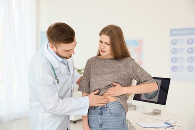 Photo of Gynecology consultation. Woman with her doctor in clinic