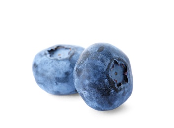 Photo of Fresh ripe blueberries on white background. Organic berry