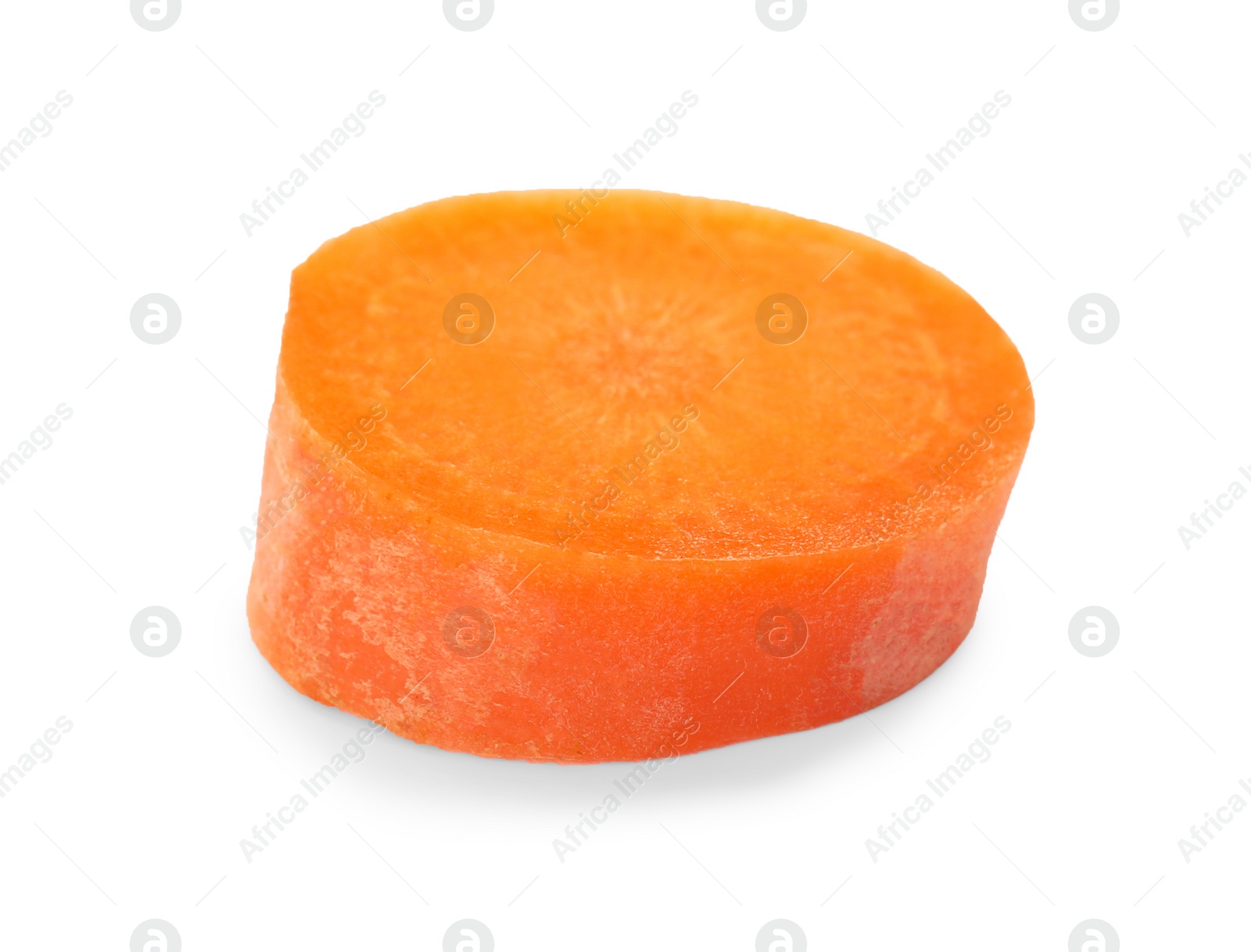 Photo of Slice of ripe carrot on white background