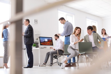 Young people having business training in office