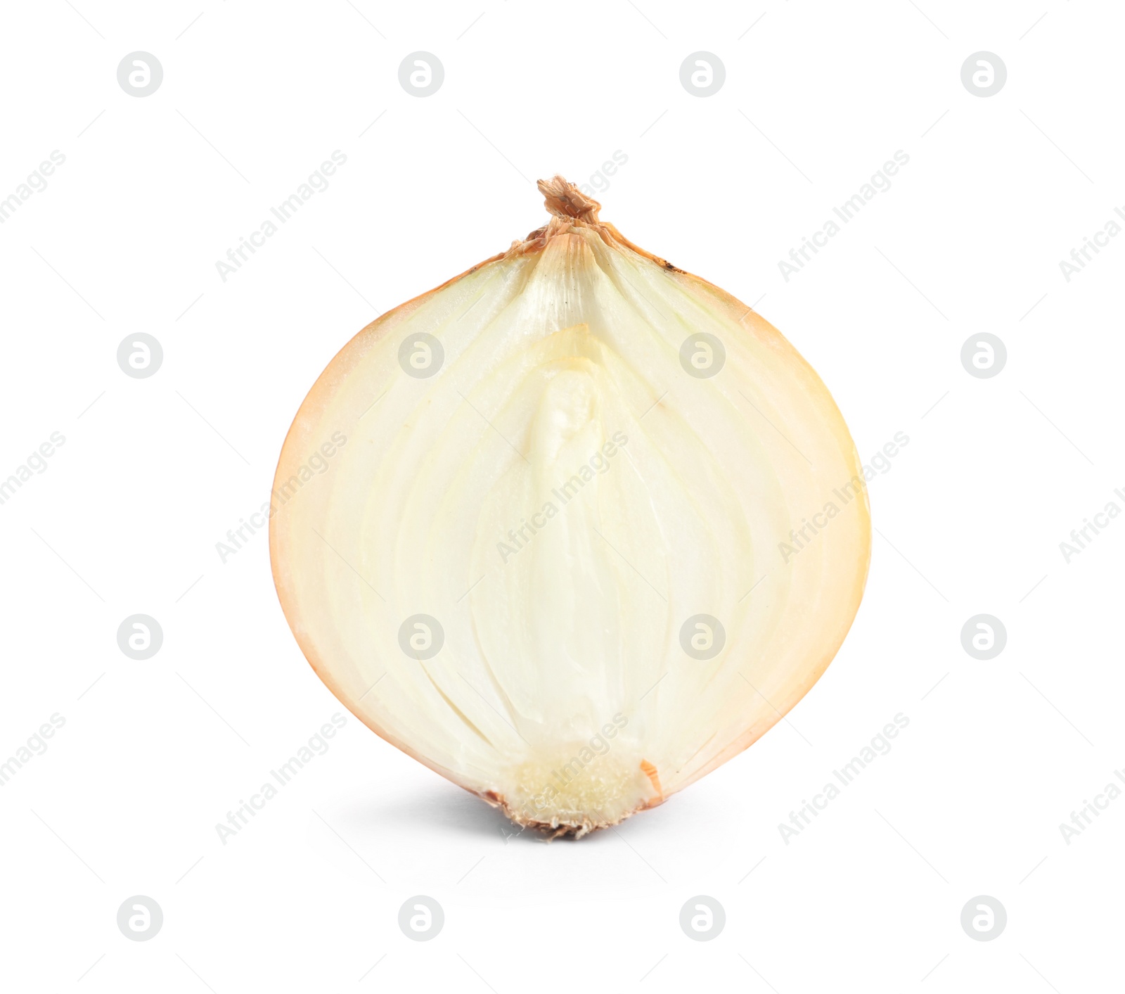 Photo of Half of fresh ripe onion on white background