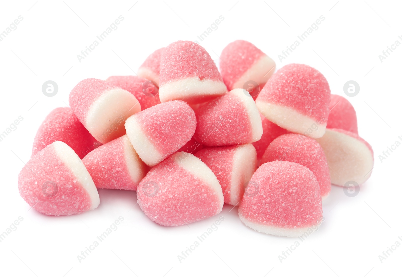 Photo of Sweet color jelly candies isolated on white