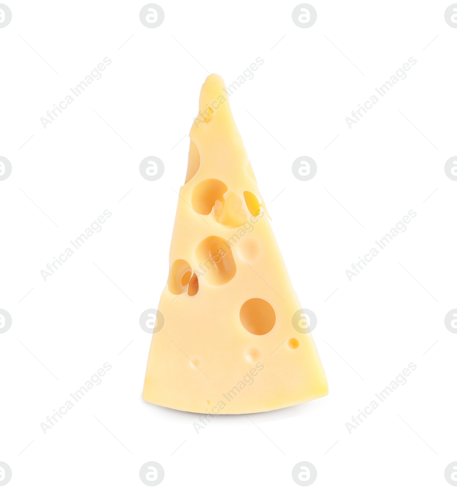 Photo of Piece of cheese with holes isolated on white