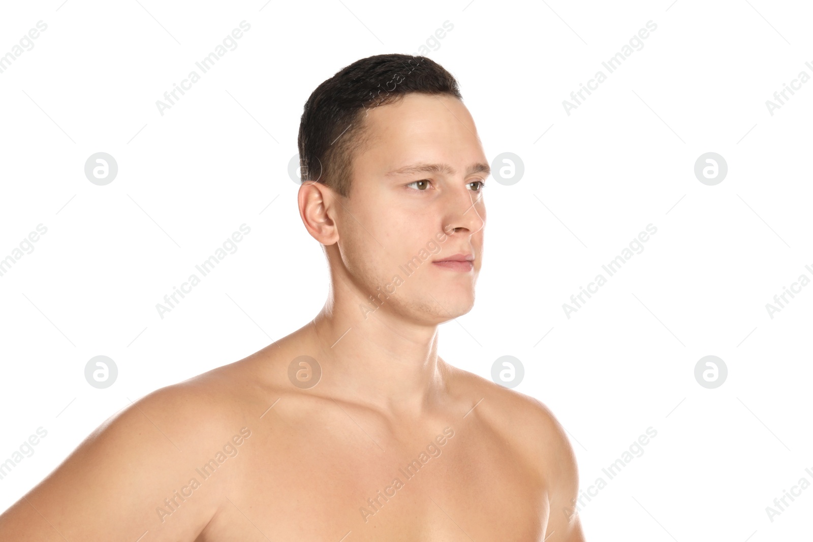 Photo of Portrait of handsome young man on white background