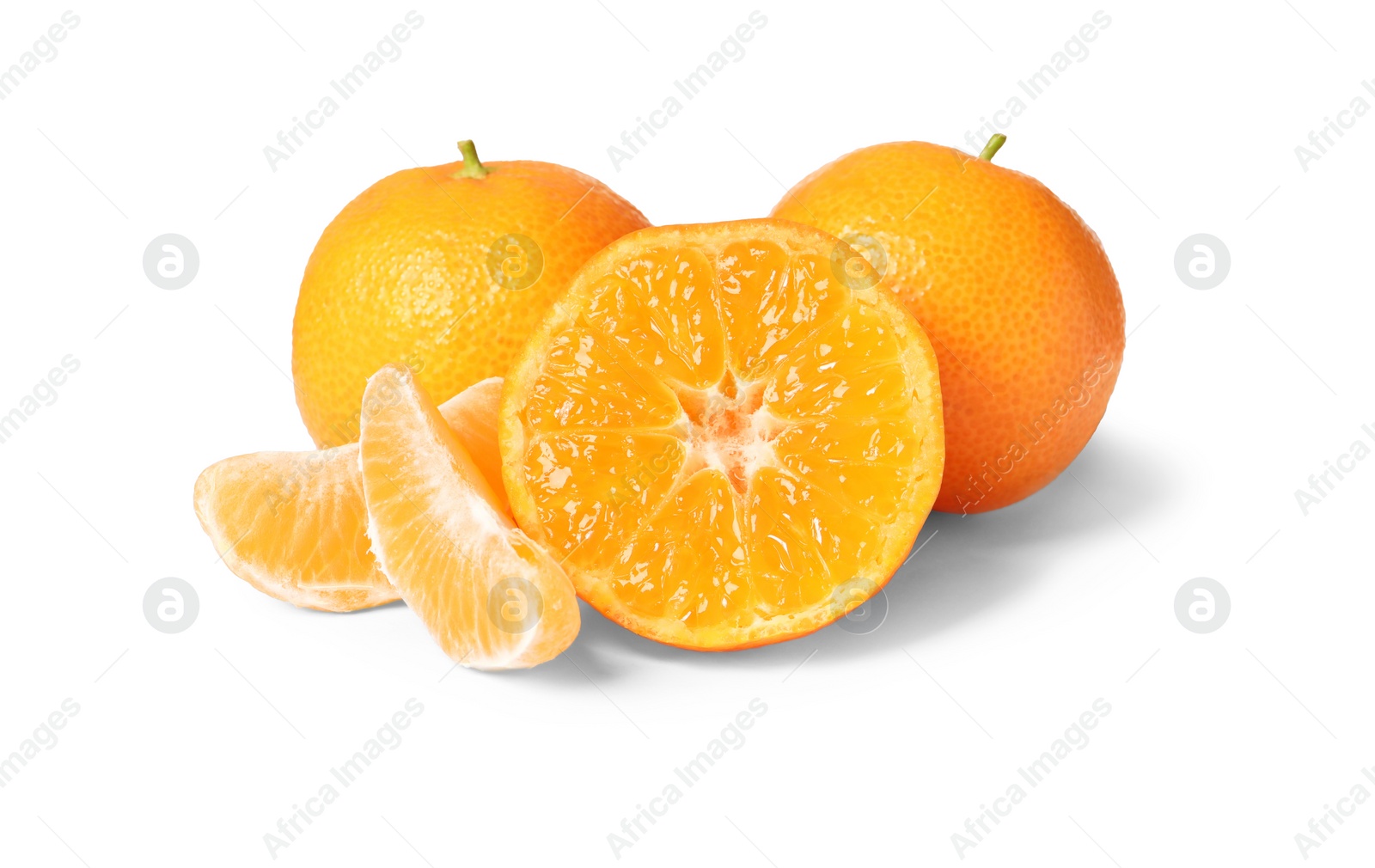 Photo of Fresh ripe juicy tangerines isolated on white