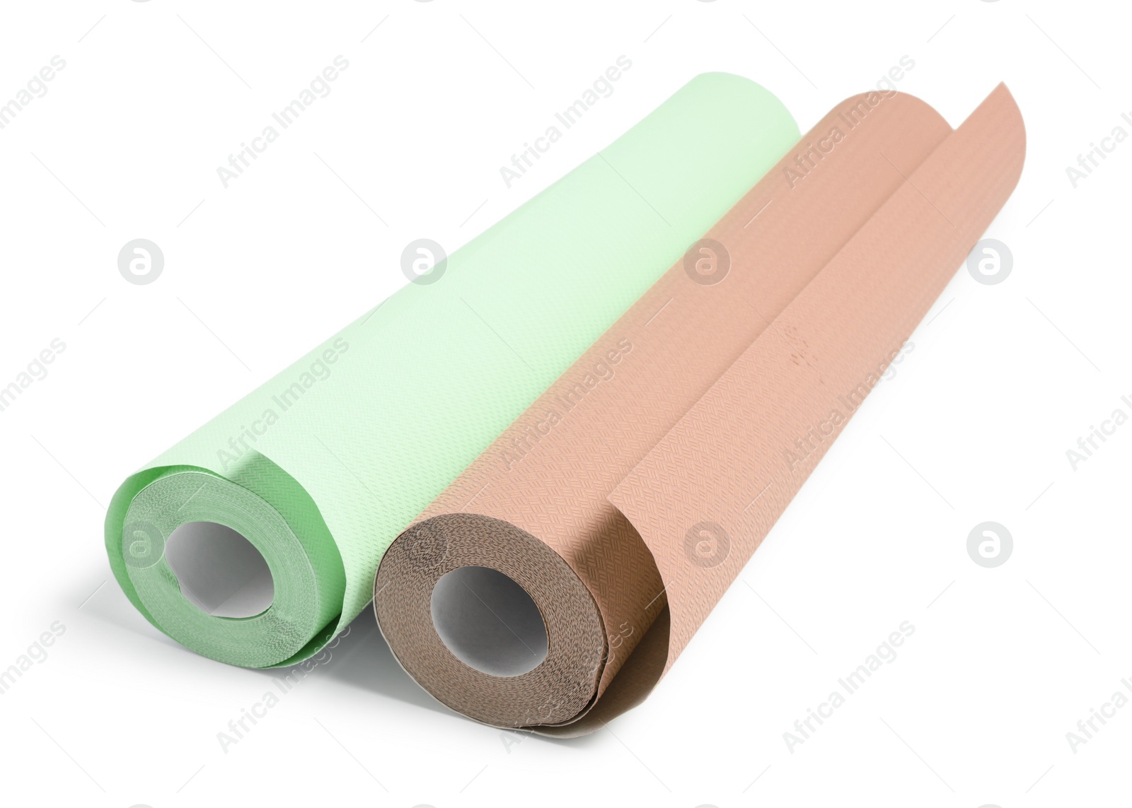 Image of Different colorful wallpaper rolls isolated on white