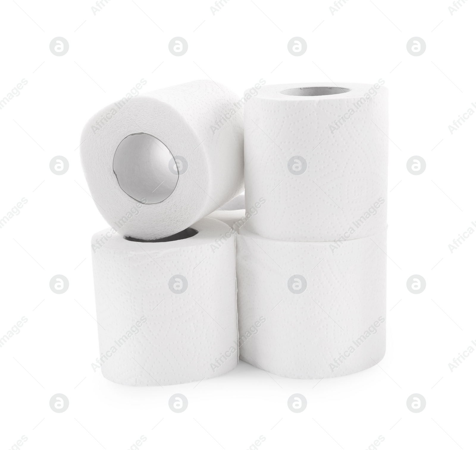 Photo of Soft toilet paper rolls isolated on white