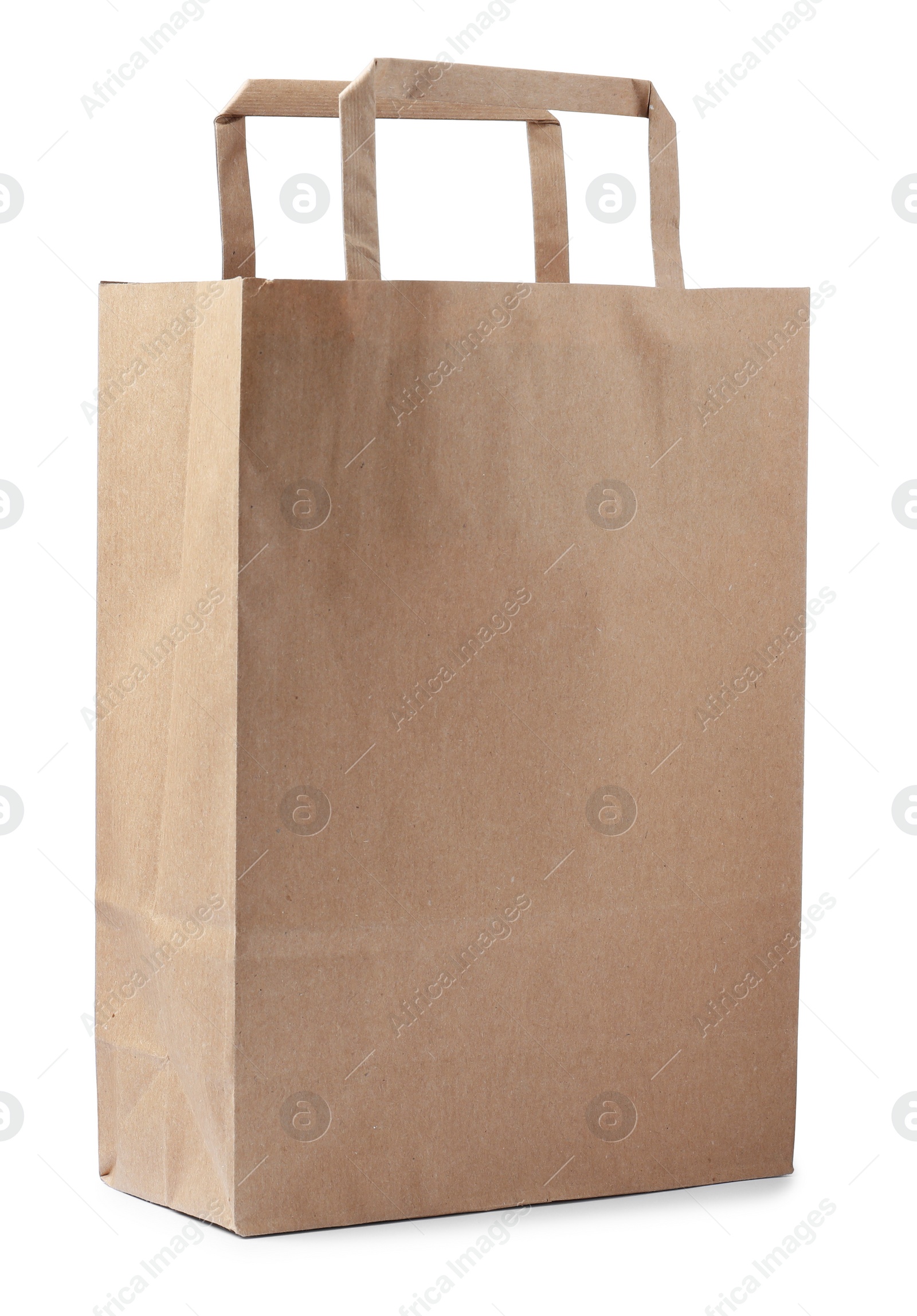 Photo of Kraft shopping paper bag isolated on white