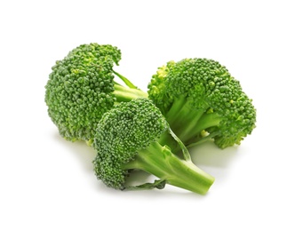 Photo of Fresh broccoli on white background. Natural food high in protein