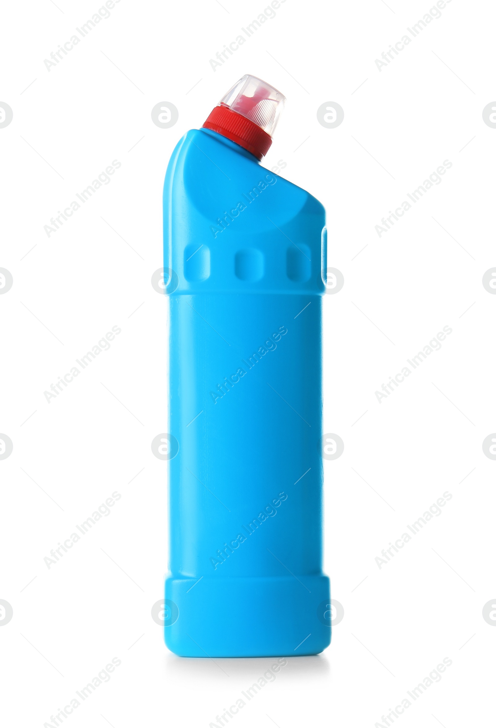 Photo of Bottle with detergent on white background. Cleaning supplies