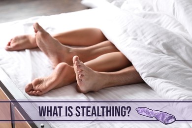 Image of What Is Stealthing? Couple having sex in bed, closeup of legs