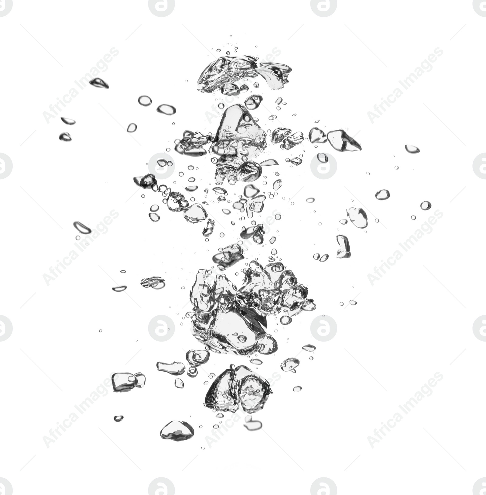 Image of Many air bubbles in water on white background