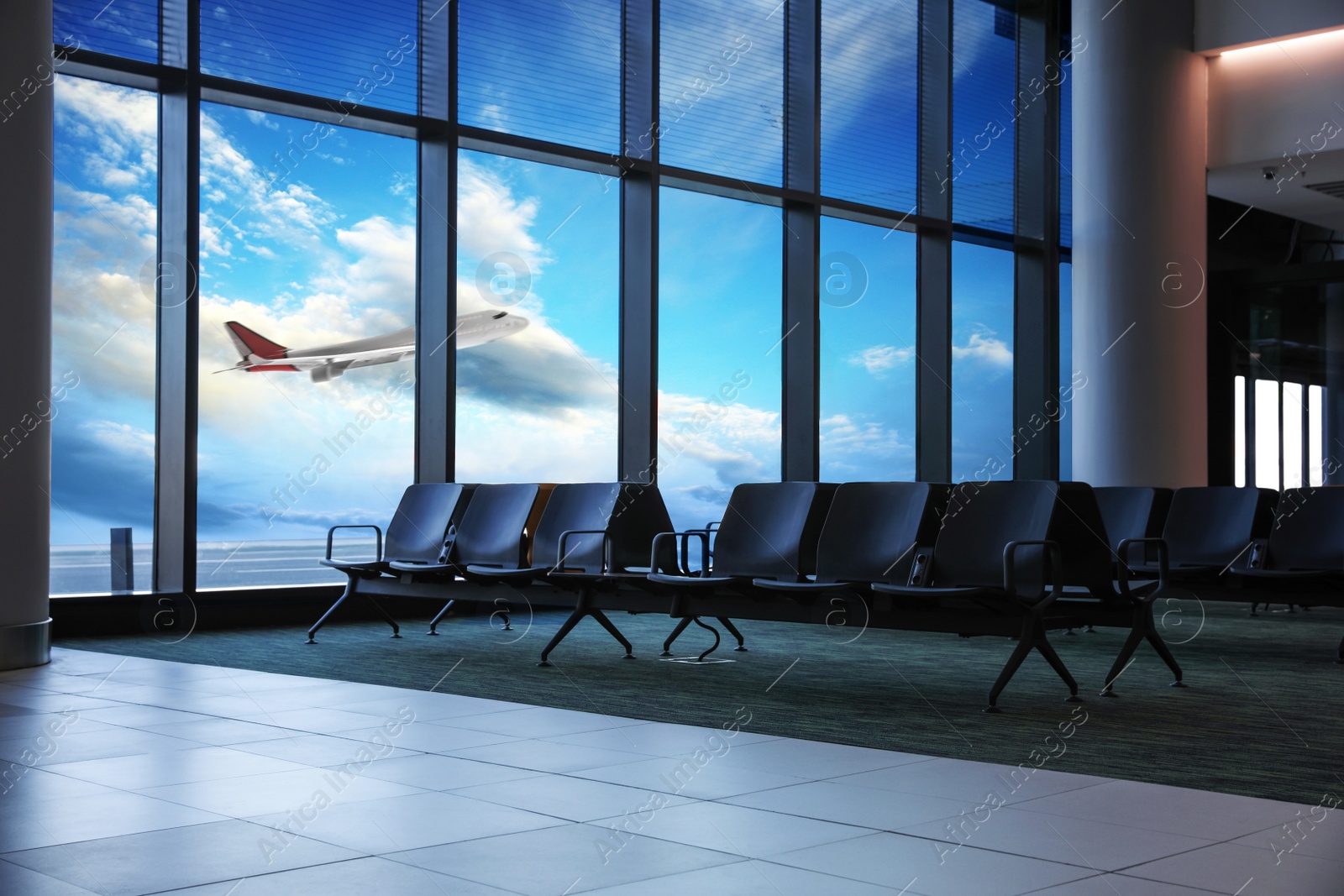 Image of Waiting area with seats in new airport terminal