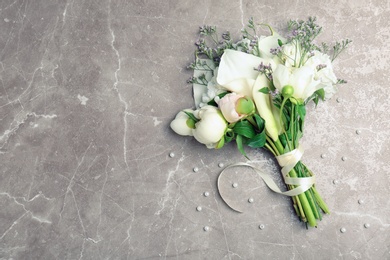 Bouquet of beautiful fragrant flowers on table