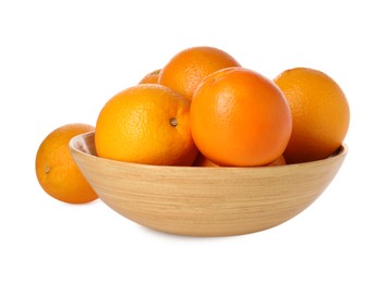 Fresh oranges in bowl isolated on white