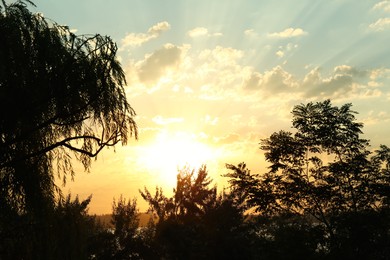 Picturesque view of beautiful sunset on riverside