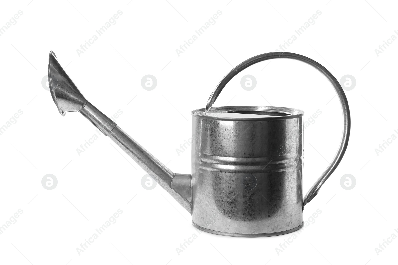 Photo of Beautiful metal watering can isolated on white