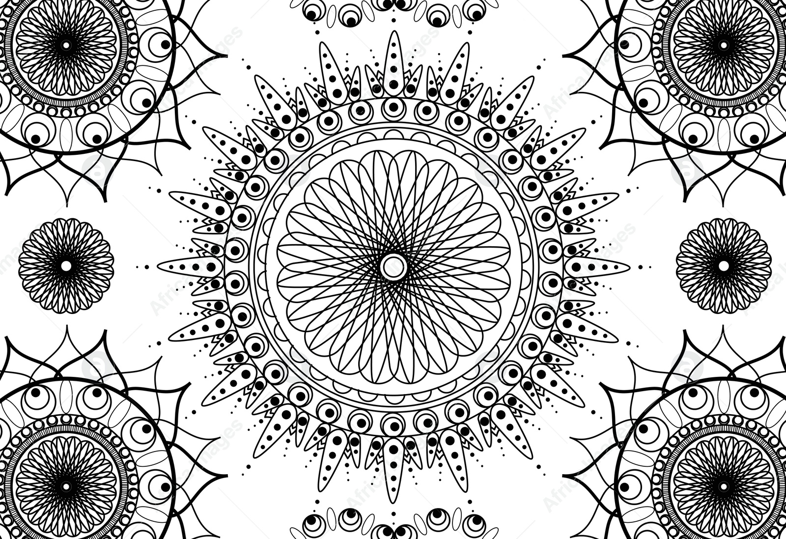 Illustration of Abstract ornaments on white background, illustration. Coloring page