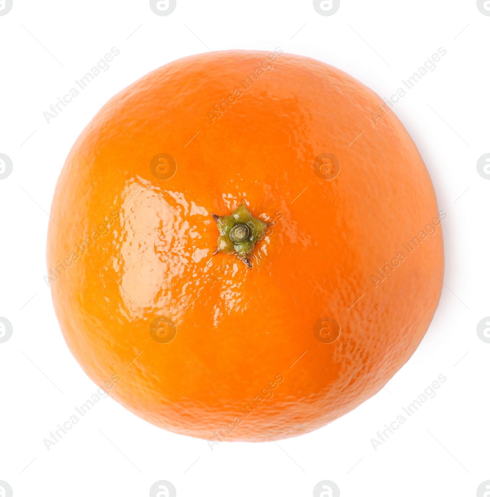 Photo of Fresh ripe tangerine isolated on white, top view