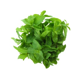 Photo of Bunch of fresh mint isolated on white, top view