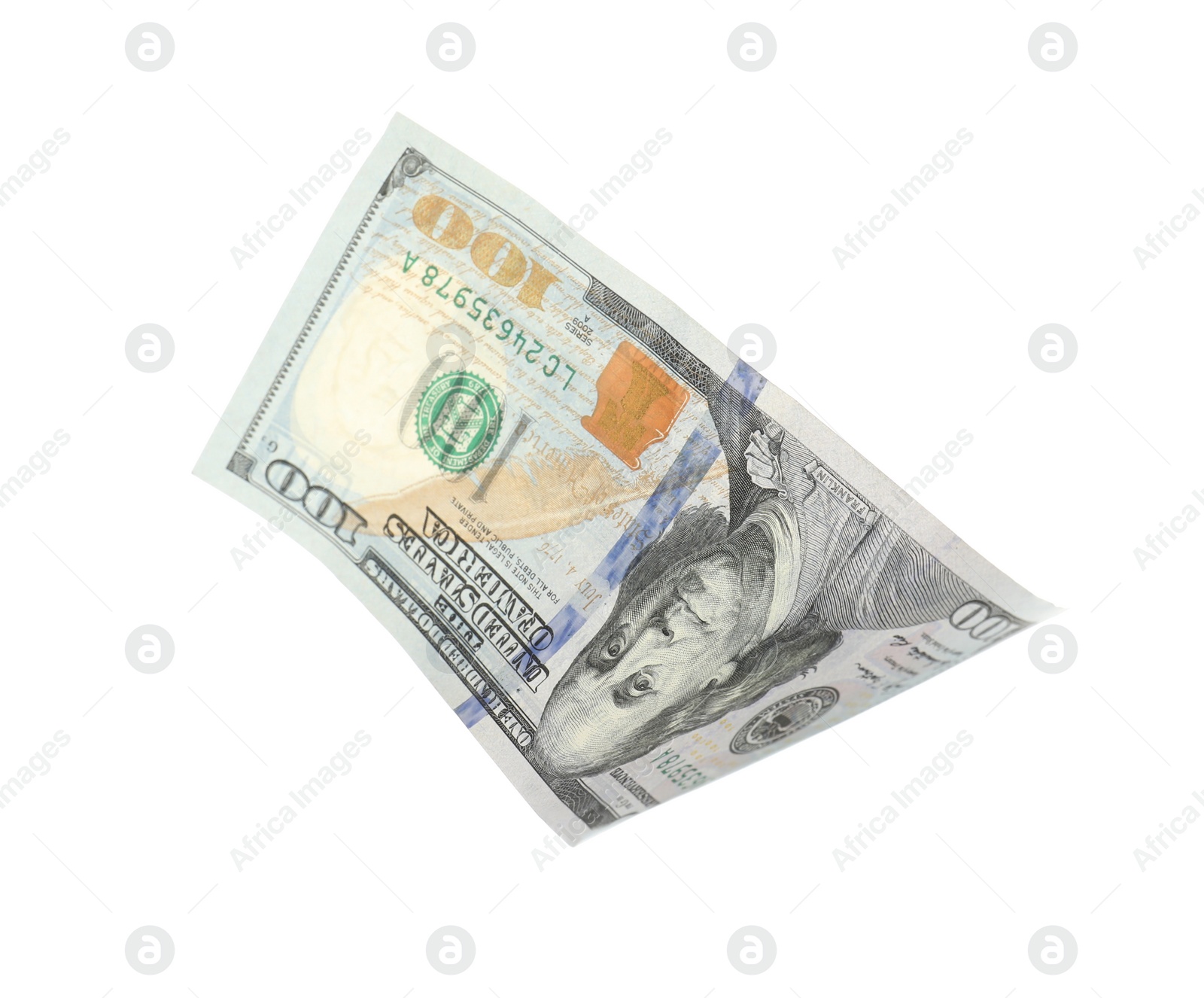 Photo of One dollar banknote on white background. National American currency