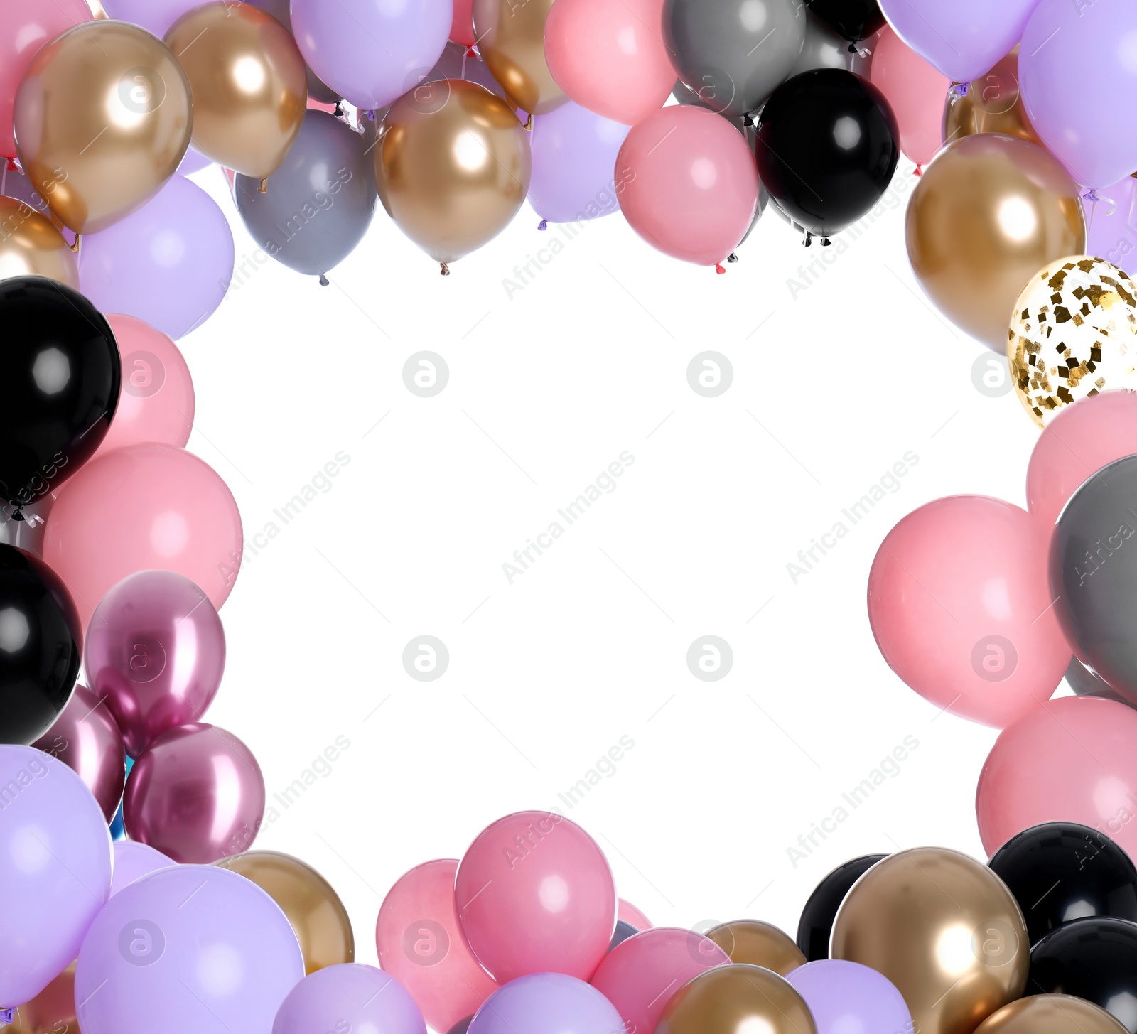 Frame made of different color balloons on white background Image of Frame made of different color balloons on white background