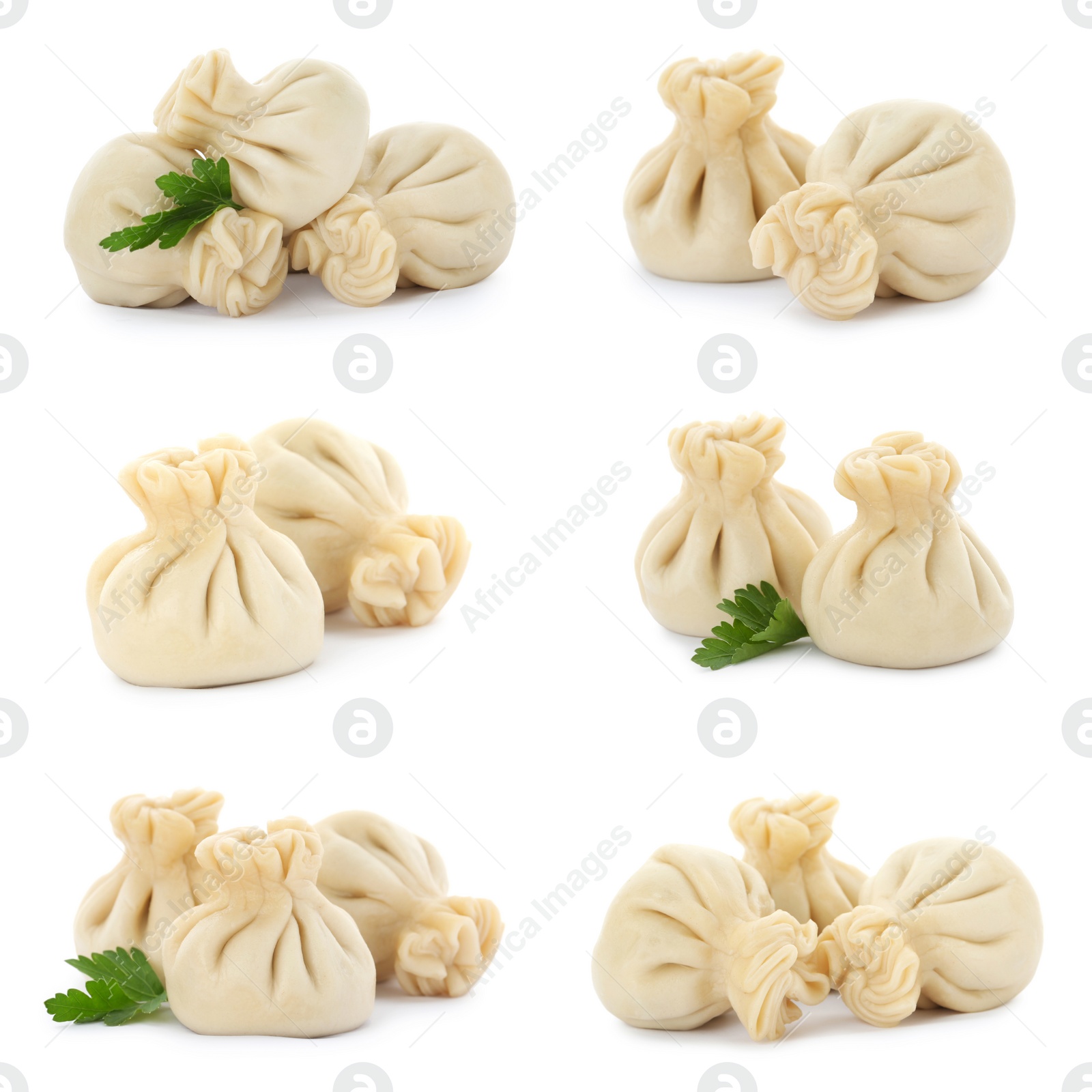 Image of Set of tasty dumplings isolated on white