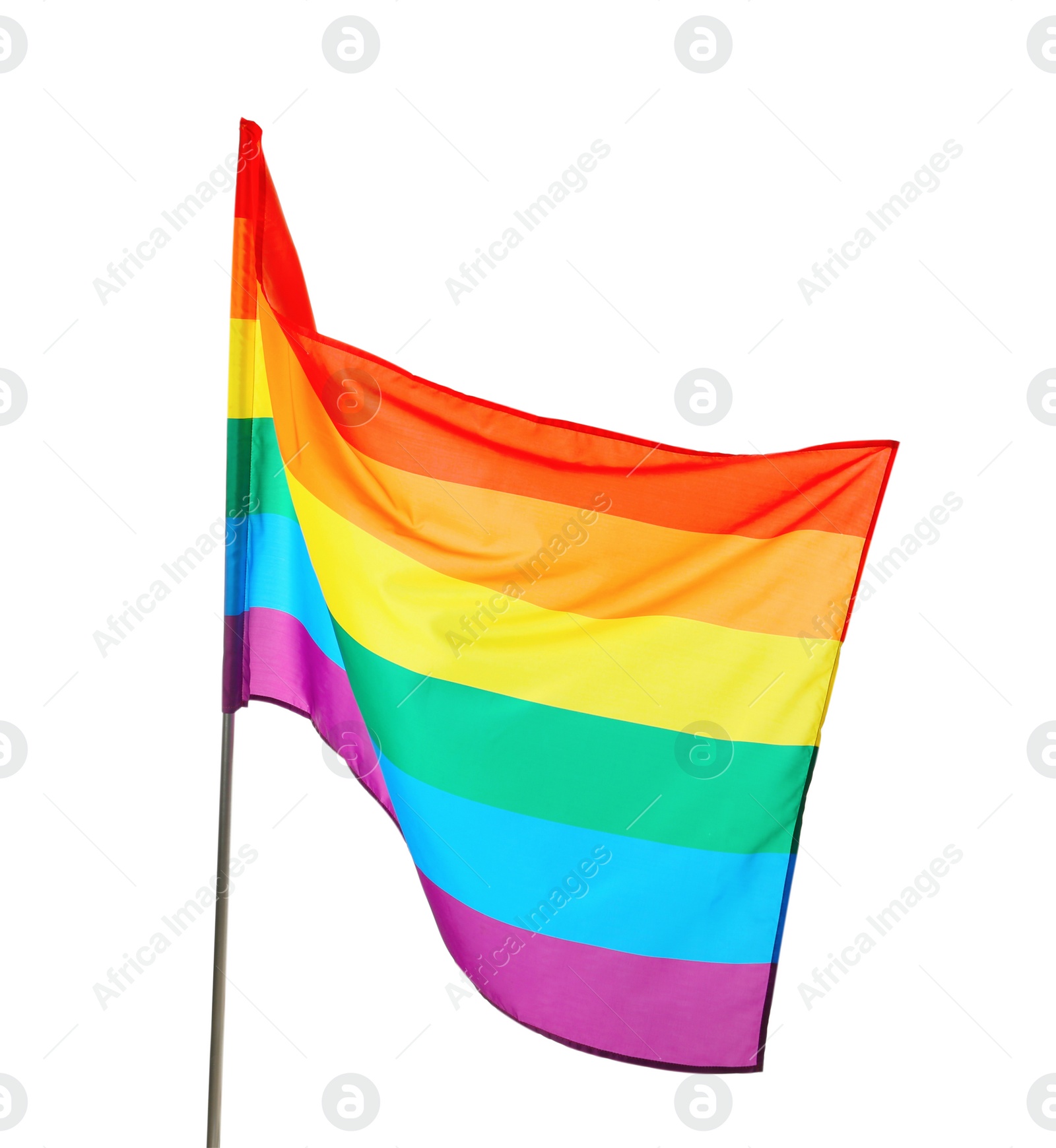 Photo of Bright rainbow LGBT flag isolated on white