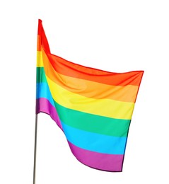 Photo of Bright rainbow LGBT flag isolated on white