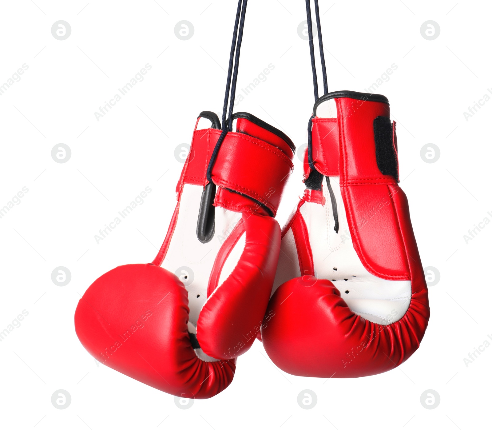 Photo of Pair of boxing gloves on white background