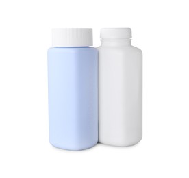 Blank bottles of baby powder isolated on white
