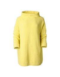 Stylish knitted yellow sweater isolated on white