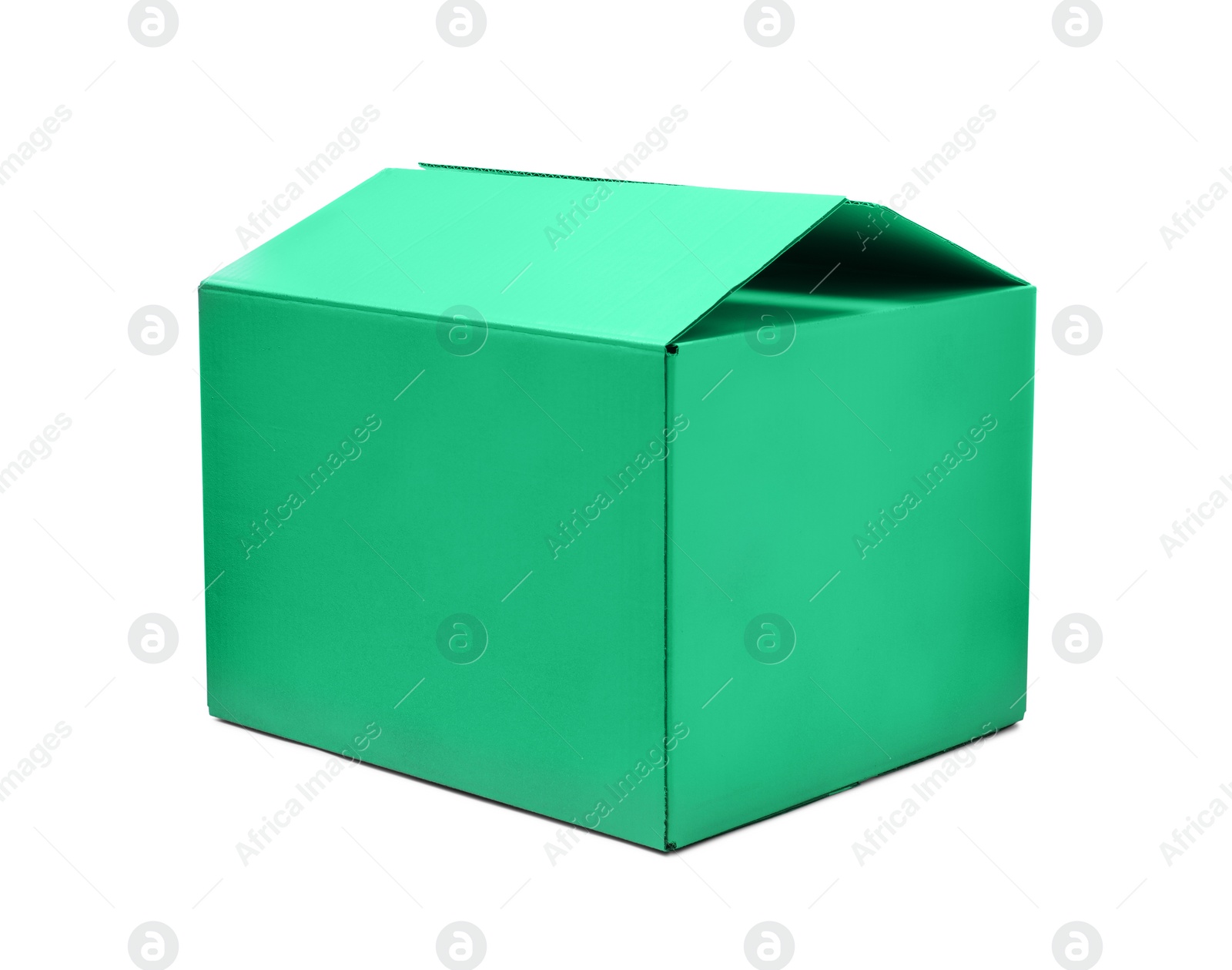 Photo of One open cardboard box isolated on white