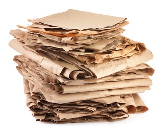 Photo of Stack of waste paper isolated on white